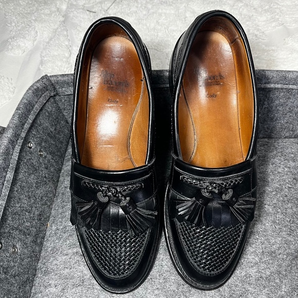 Allen Edmonds Vintage Woven Tassel Black Loafers Size 9C - Picture 1 of 7